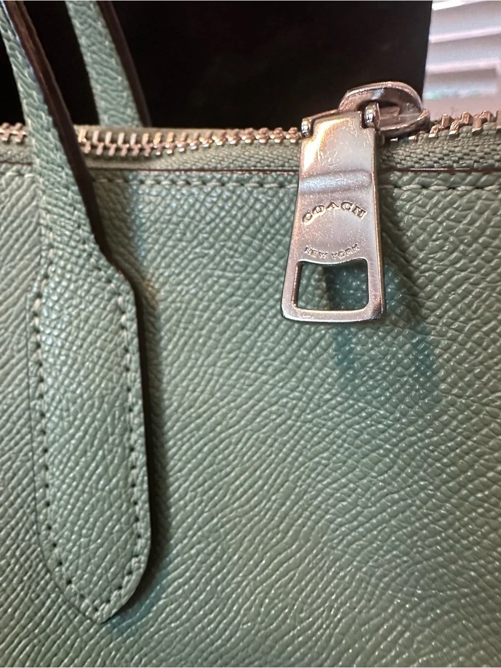 Coach # 321 City Zip Top  Leather Tote Bag with Floral Scarf